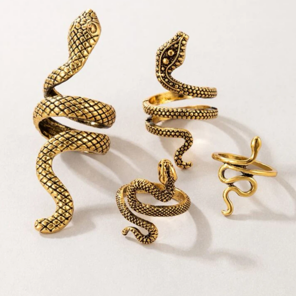 4 Piece Snake Ring Set