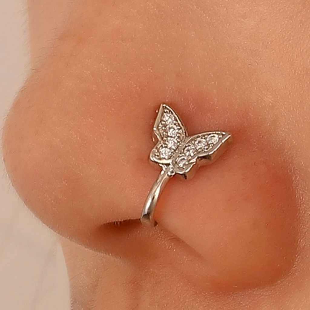 Butterfly Nose Cuff Silver